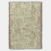 フローラルパターングリーンセージアンティークダマスク スローブランケット (正面縦)