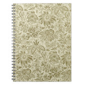 フローラルパターングリーンセージアンティークダマスク ノートブック (正面)