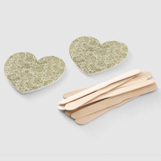 フローラルパターングリーンセージアンティークダマスク ハンドファン (組立なし)