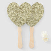 フローラルパターングリーンセージアンティークダマスク ハンドファン (正面&裏面)