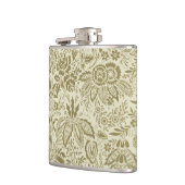 フローラルパターングリーンセージアンティークダマスク フラスク (左)
