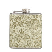 フローラルパターングリーンセージアンティークダマスク フラスク (正面)