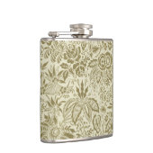 フローラルパターングリーンセージアンティークダマスク フラスク (右)