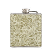 フローラルパターングリーンセージアンティークダマスク フラスク (裏面)