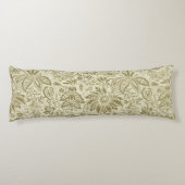 フローラルパターングリーンセージアンティークダマスク ボディピロー (裏面)