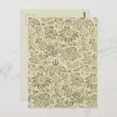 フローラルパターングリーンセージアンティークダマスク ポストカード (正面/裏面)