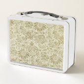 フローラルパターングリーンセージアンティークダマスク メタルランチボックス (裏面)