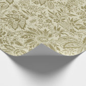 フローラルパターングリーンセージアンティークダマスク ラッピングペーパー (角)