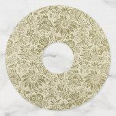 フローラルパターングリーンセージアンティークダマスク ワイングラスタグ (裏面)