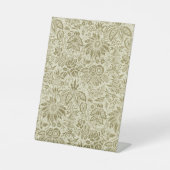 フローラルパターングリーンセージアンティークダマスク 台座サイン (正面)
