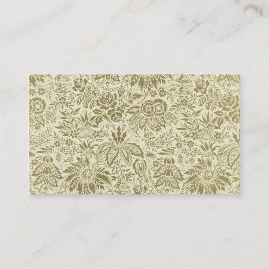 フローラルパターングリーンセージアンティークダマスク 名刺 (裏面)
