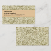 フローラルパターングリーンセージアンティークダマスク 名刺 (正面/裏面)