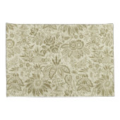 フローラルパターングリーンセージアンティークダマスク 枕カバー (裏面-右)