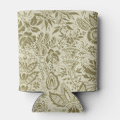 フローラルパターングリーンセージアンティークダマスク 缶クーラー (裏面)