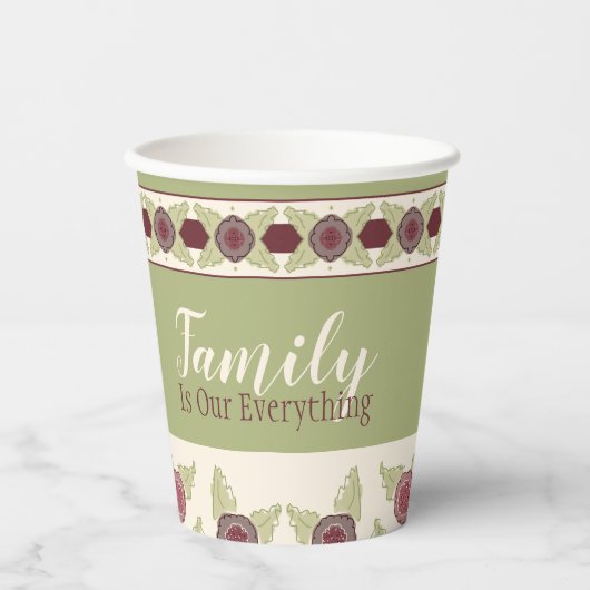 フローラルパターングリーン 紙コップ (正面)