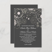 フローラルパターングレー/白 – 3x5結婚式招待状 招待状 (正面/裏面)
