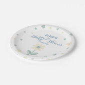 フローラルパターンセージ緑の少年の赤ちゃんシャワー ペーパープレート (アングル)