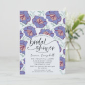 フローラルパターンダスティーブルー&ブルゴーニュブライダルシャワー 招待状 (スタンド正面)