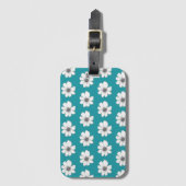 フローラルパターンティール（緑がかった色）ブルー ラゲッジタグ (正面縦)