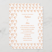 フローラルパターンテラコッタオレンジ素朴結婚ズ 招待状 (正面/裏面)