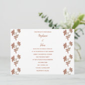 フローラルパターンテラコッタホワイトシンプル結婚ズ 招待状 (スタンド正面)