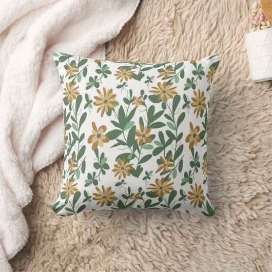 フローラルパターンデザイン278グリーンオレンジ クッション (ブランケット)