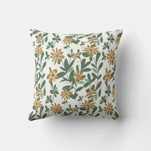 フローラルパターンデザイン278グリーンオレンジ クッション (裏面)