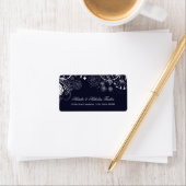 フローラルパターンネイビー/ホワイト – 住所 シール (インサイチュ)