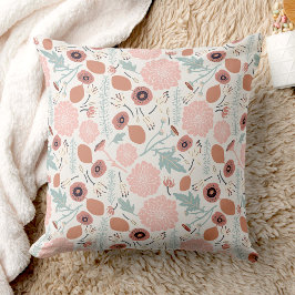 フローラルパターンピンククリームブルー クッション