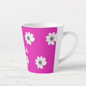 フローラルパターンフュシアピンク名前をカスタムする カフェラテマグ (右)