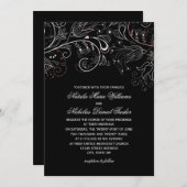 フローラルパターンブラックチューリップ – 結婚式招待状 招待状 (正面/裏面)