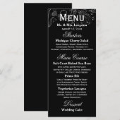 フローラルパターンブラック/ホワイトチューリップ – 披露宴メニュー メニュー (正面/裏面)