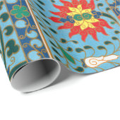 フローラルパターンブルー背景ラッピング紙 ラッピングペーパー (ロールコーナー)