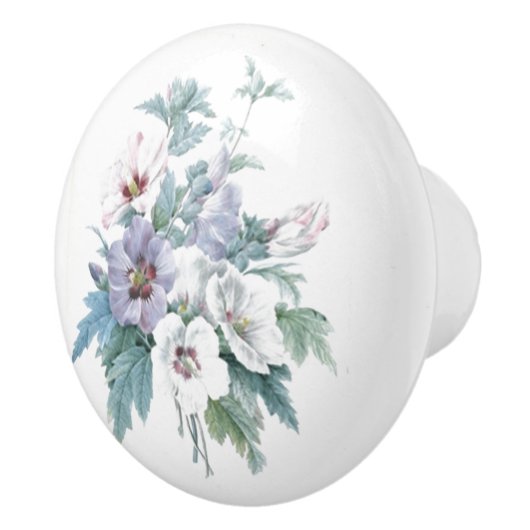 フローラルパターンブーケのバラシャロンレッドテ セラミックノブ (右)