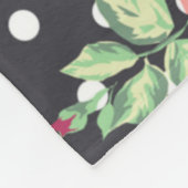 フローラルパターンホワイト水玉模様オンブラックバックグラウンド フリースブランケット (角)