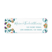 フローラルパターンメキシコスタイル差出人住所 ラベル (正面)