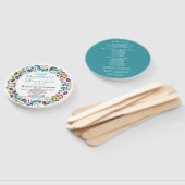 フローラルパターンメキシコ結婚式 プログラム ハンドファン (組立なし)