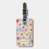 フローラルパターンモノグラム荷物タグ ラゲッジタグ (正面縦)