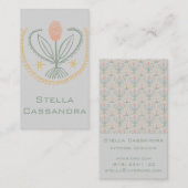 フローラルパターンルシレントタイルソフトグレー 名刺 (正面/裏面)