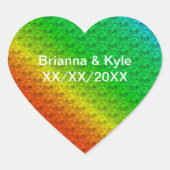 フローラルパターンレインボー結婚秋 ハートシール (正面)