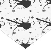 フローラルパターン付きブラックエレキギター ショートテーブルランナー (コーナー)