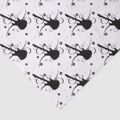 フローラルパターン付きブラックエレキギター 薄葉紙 (詳細)