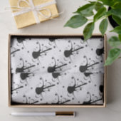 フローラルパターン付きブラックエレキギター 薄葉紙 (ギフト)