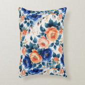 フローラルパターン付き快適な青アクセント枕 アクセントクッション (正面(垂直))