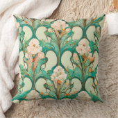 フローラルパターン壁紙アールヌーボースタイル クッション (ブランケット)