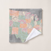 フローラルパターン州マップ バスタオルセット (ウォッシュタオル)