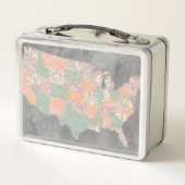 フローラルパターン州マップ メタルランチボックス (裏面)