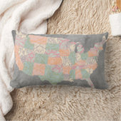 フローラルパターン州マップ ランバークッション (ブランケット)