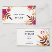 フローラルパターン水彩モダンユニークトレンディー 名刺 (正面/裏面)