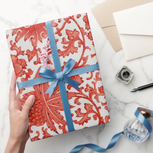 フローラルパターン白い背景ラッピング紙 ラッピングペーパー (ギフト)